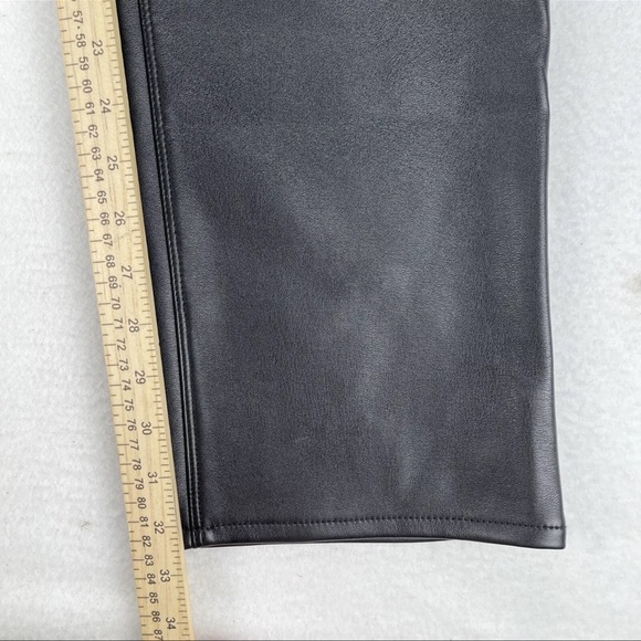 Good American Faux Leather Icon Straight Pants Brown Metallic Women Size 14/32 - Picture 7 of 8